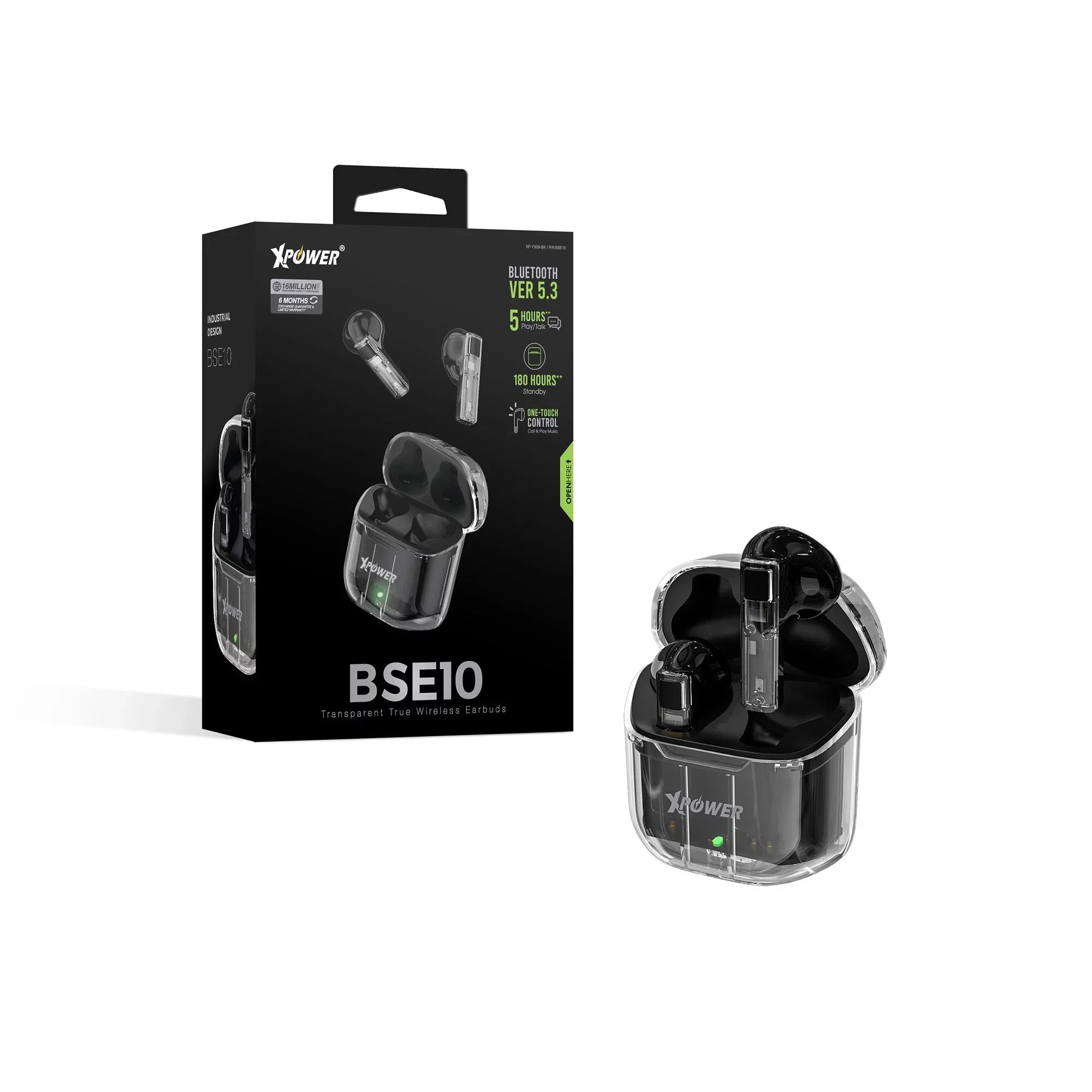 XPower BSE10 True Wireless Bluetooth Earbuds - Black - Tashqila XPower BSE10 True Wireless Bluetooth Earbuds - Black - Tashqila